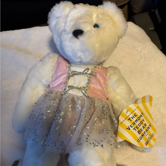 Vermont Ballerina white plush teddy bear. - Picture 2 of 6